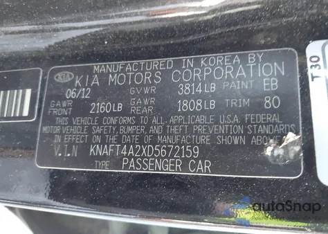 2013 Kia Forte Lx z USA, uszkodzony, nr VIN KNAFT4A2XD5672159